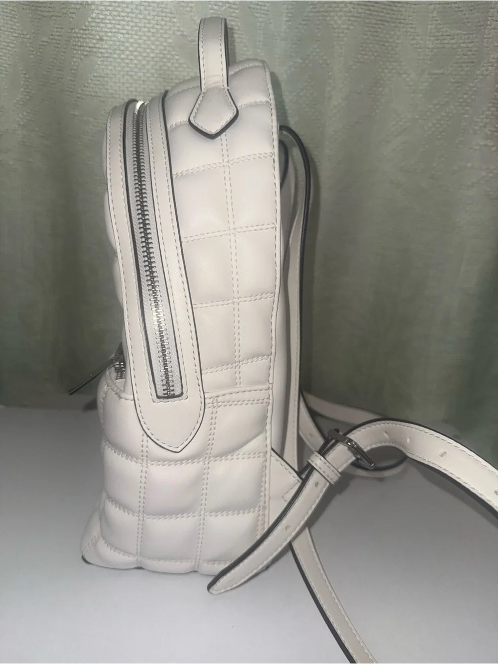 Michael Kors White Leather Mini Backpack with Light Pink Lining